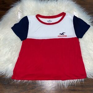 Hollister Red, White, & Blue Tee Shirt Cropped